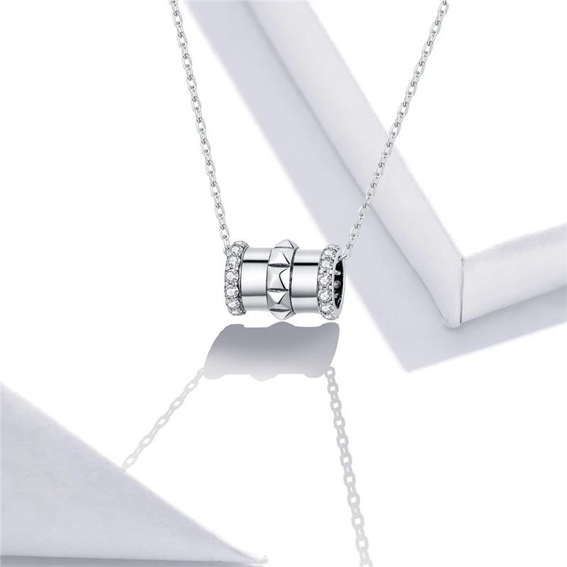 

Professional Manufacture 925 Silver Geometric Barrel Beads Chain Necklace Fashion Jewelry Necklace