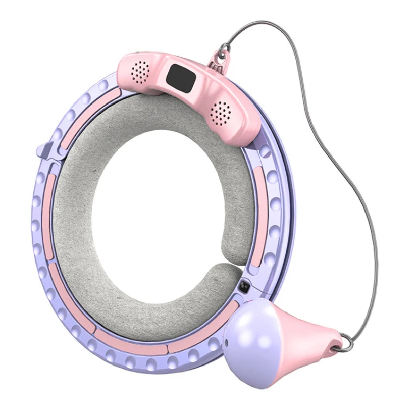 

Hot Sale Auto-Spinning Hoola-Hoop Thin Waist Ring Smart Counting Hula Ring Circle With Music, White grey/pink purple