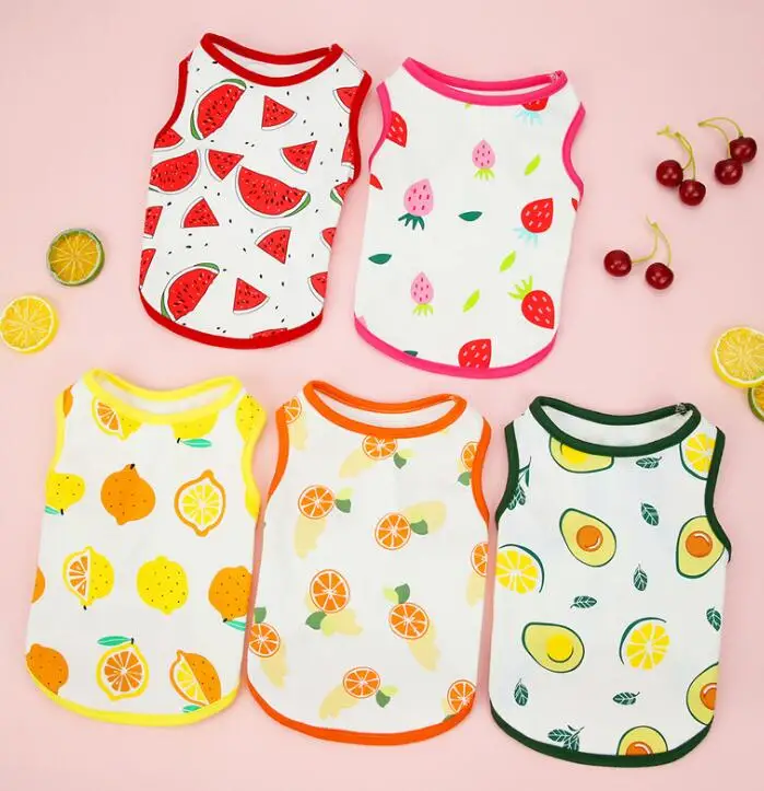 

Summer Cute Fruit Pattern Breathable Dog T-shirt, Gray, black, navy blue