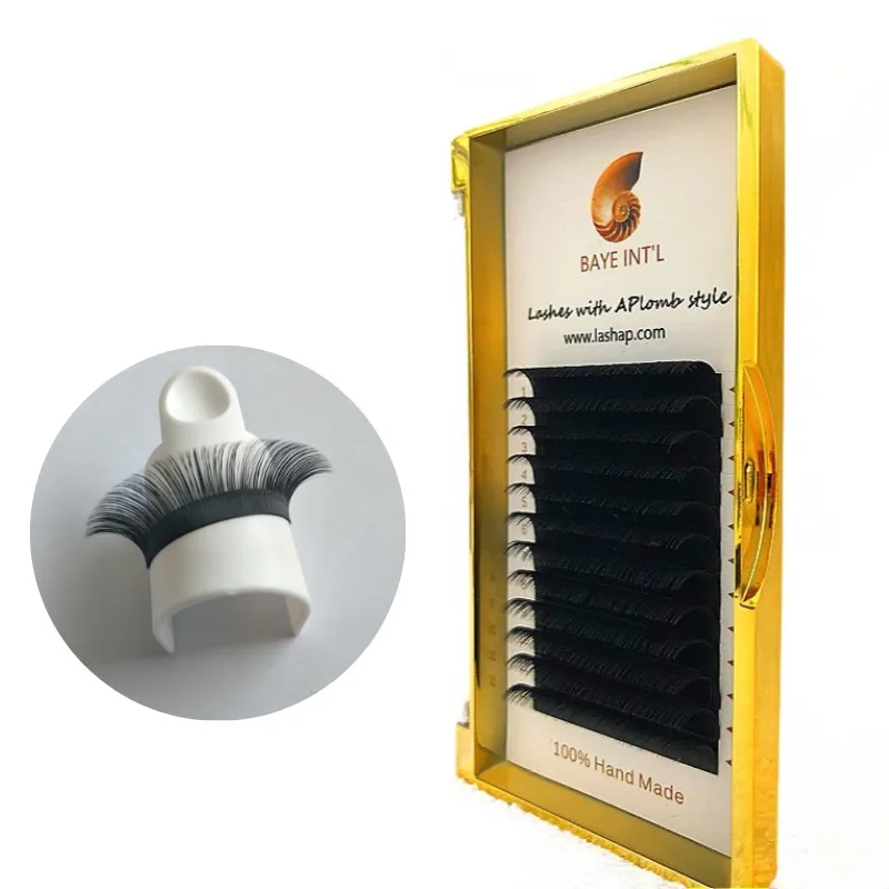 

Hot fashion fast fanning eyelash boxes custom logo individual 3d mink 0.03 eyelash extension easy fan, Natural black