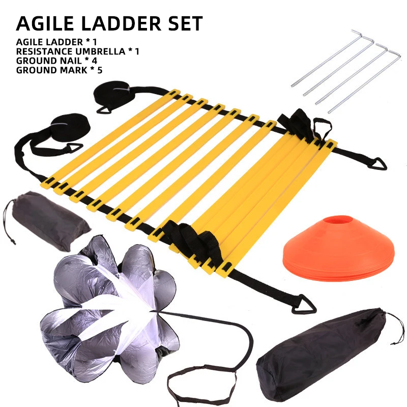 

Wholesale convenient endurance fitness equipment agility ladder training set with parachute, Yellow or customize color