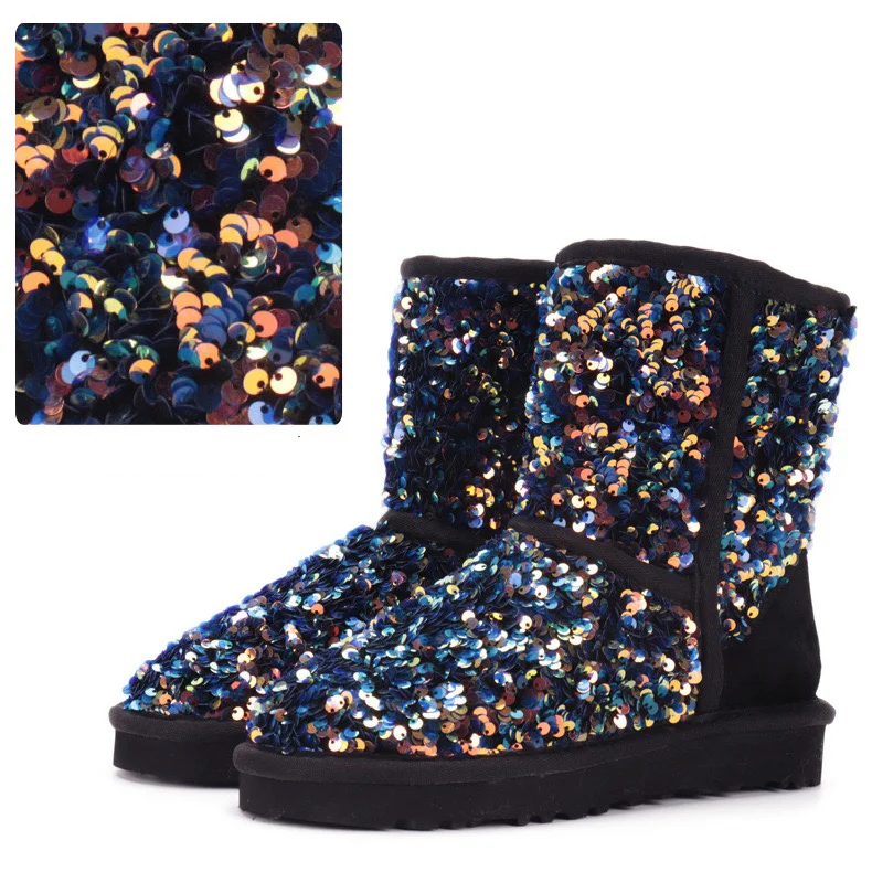 

Factory direct Fashion Glitter Sparkle Sequin Women Winter Warm Snow Fur Ladies Bling Bling Ankle Boots shoes