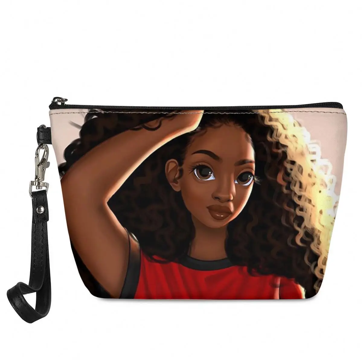 

Hawaiian Style Small Leather Handbag African Girl Polyester Cosmetic Bag Travel Makeup Bag Large Cosmetic Bag Make Up Case, Customized , print on demand