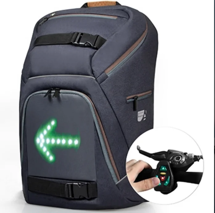 

2020 Bicycle LED Lighted Backpack for LED Turn Signal and Wireless Remote Control Cycling Knapsack, Black,customized