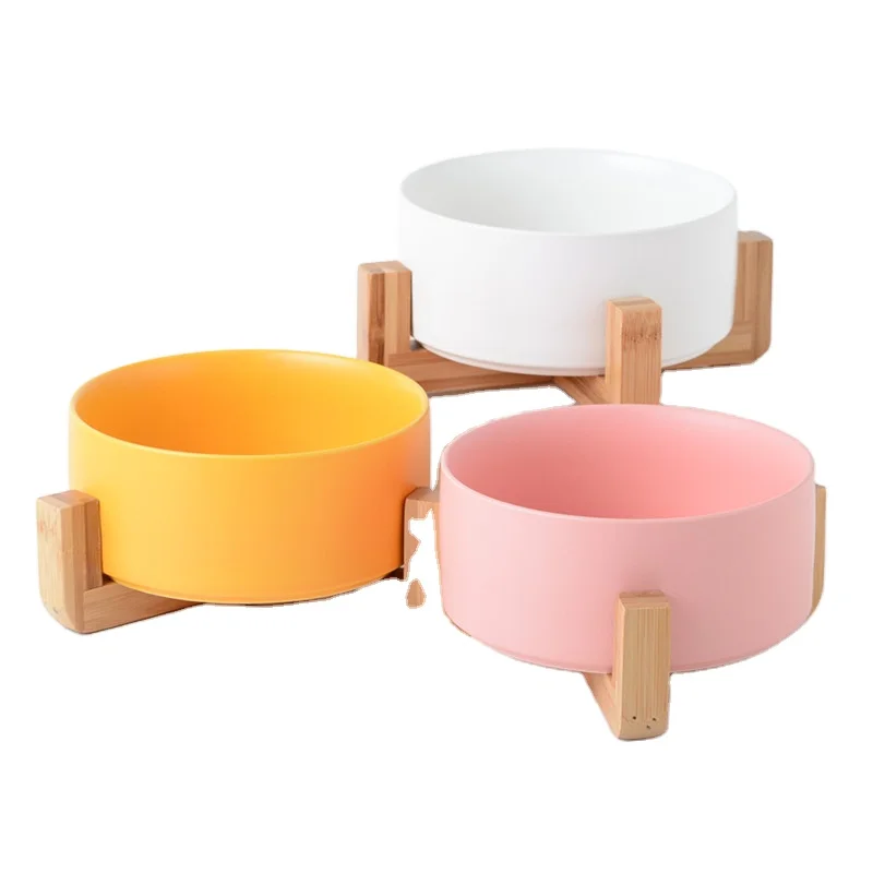 

Luxury Ceramic Pet Bowl with Wood Stand for Food and Water No Spill Pet Food Water Feeder for Cats Dogs Set Dog Cat Bowl Dishes, Multiple selection