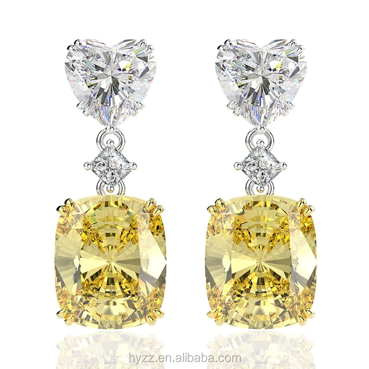 

luxury 925 sterling silver lab diamond heart earrings