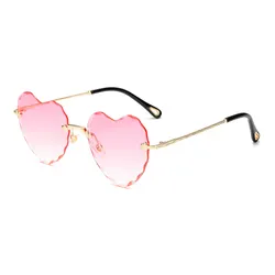 2020 popular rimless sunglasses women heart shape 