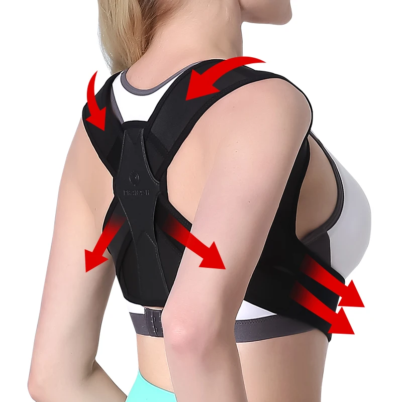 

2021 Amazon hot sale factory price upper back brace Posture Corrector back support for universal group, Black
