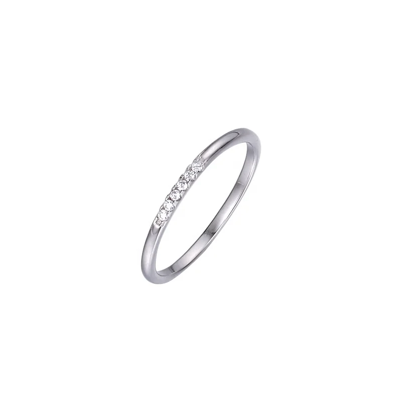 

Minimalist fashion 925 Sterling Silver Pave Zircon Mutli-size Thin Ring women