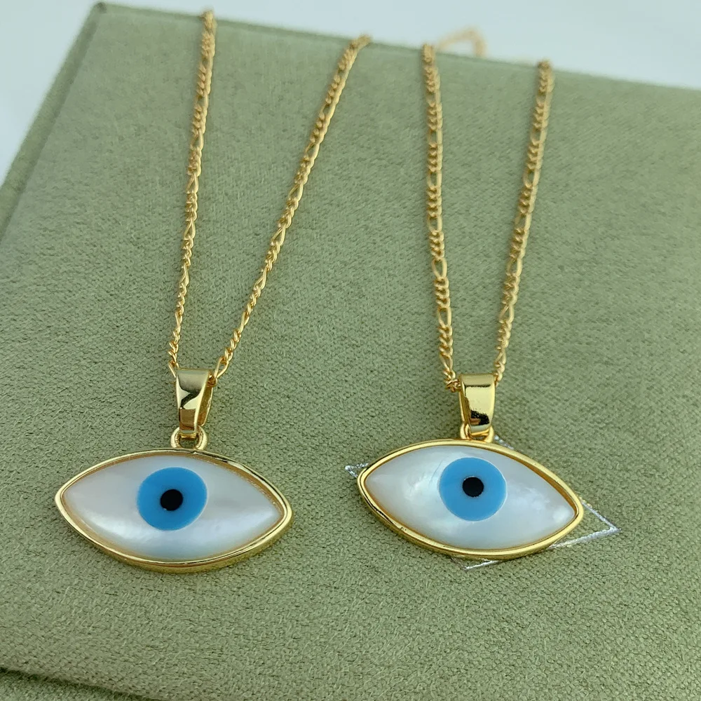 

Oval Mother-of-Pearl evil eye necklace Female Europe and America Feiga Roman Eye Pendant Jewelry