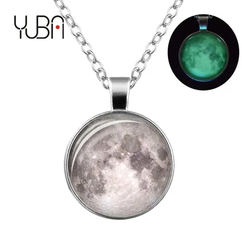 

Women Moon Light Necklace Glow in The Dark Magical Fairy Necklace Girls Universe Luminous Pendent Necklace, 21 color