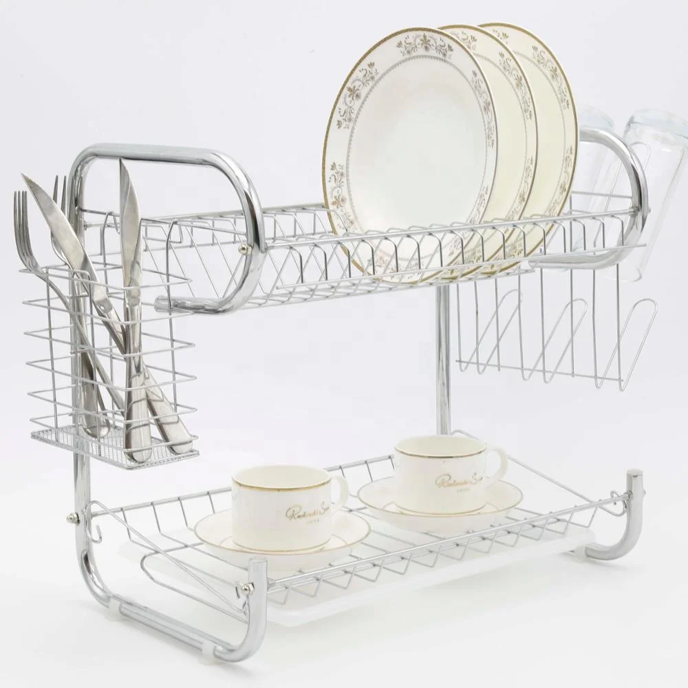 

Standing 2 tier kitchen utensil storage dish rack, Silver,black,red,customizable colors