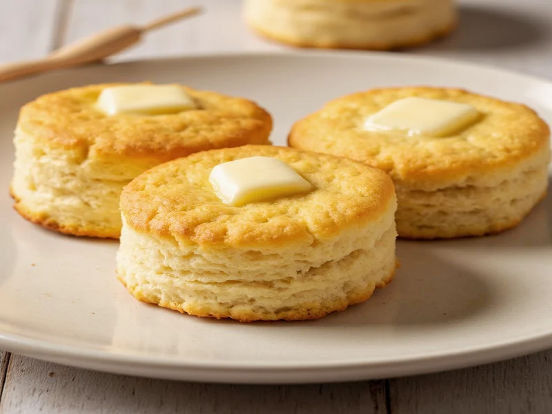 Golden homemade buttermilk biscuits with melted butter