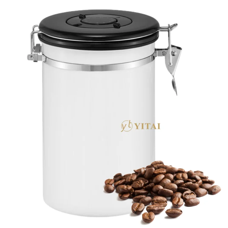 

new design 500g red tea sugar coffee canisters stainless steel canister filter with value co2 date and month tracking, Customized color