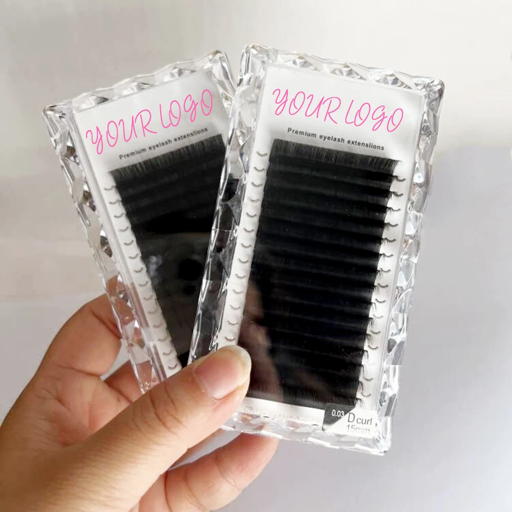 

Private Label individual Faux Velvet Lash Blooming Eyelash Extension matte dark volume lash trays 5-25mm cashmere lash extension