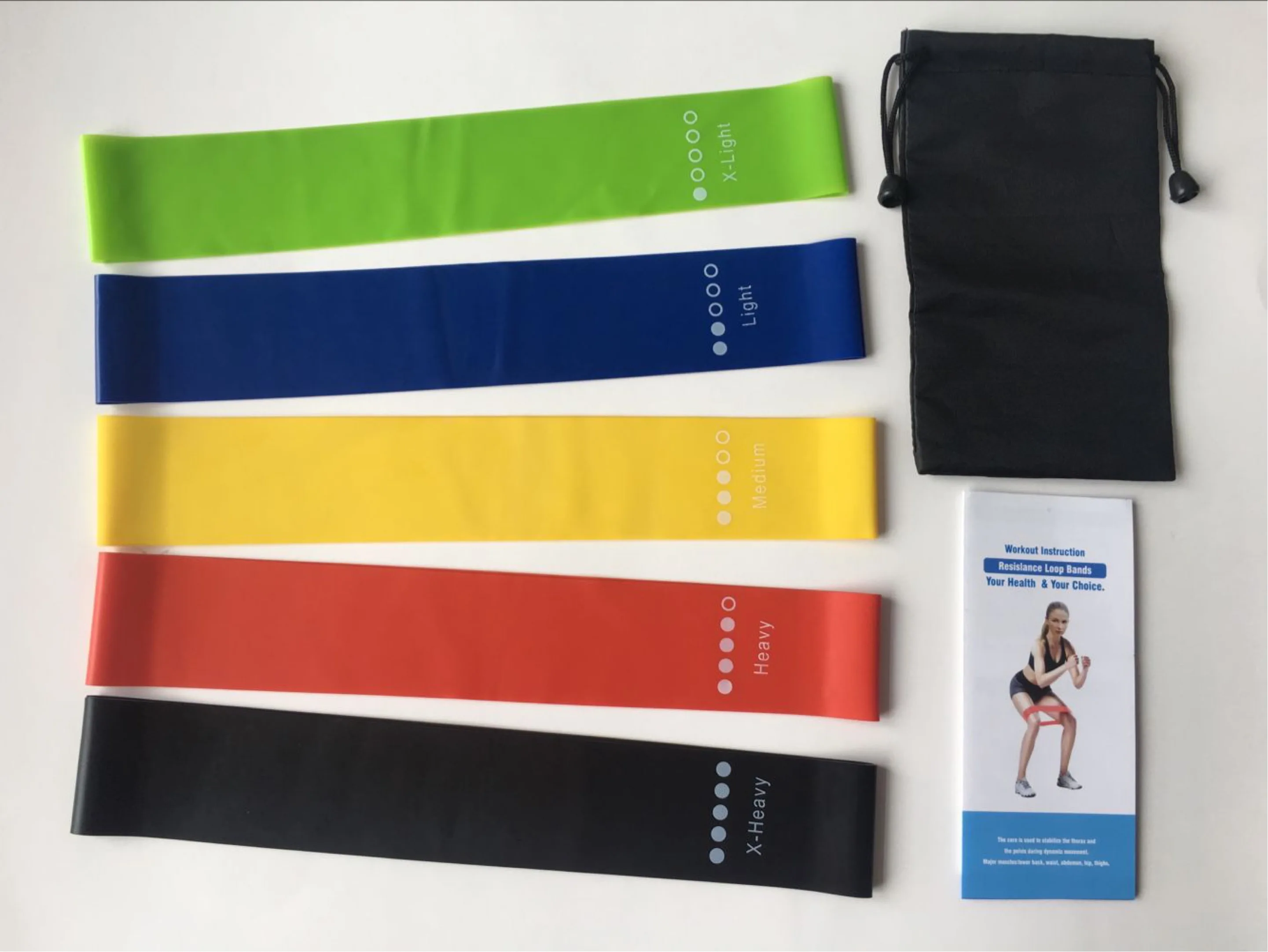 5 Colors Yoga Resistance Rubber Bands Indoor Outdoor Fitness Equipment