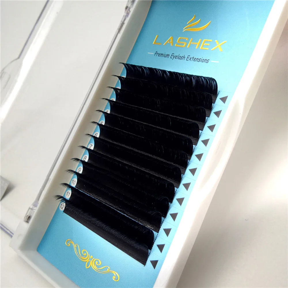 LASHEX 0.03 DD CURL 20mm Custom Logo Indivdiual Mink Lash Extensions Eyelash Extension Wholesale Prime Silk Lash Extensions