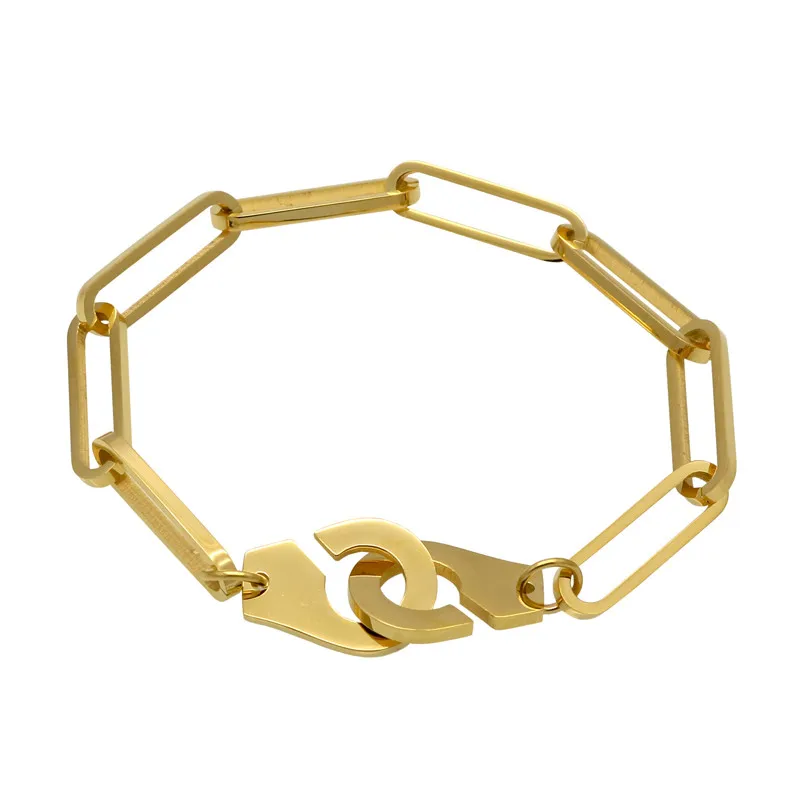 

Chunky Large Chain Link Unisex Handcuffs Bracelets Fashion Men's Jewelry Stainless Steel Chain Bracelet for Women