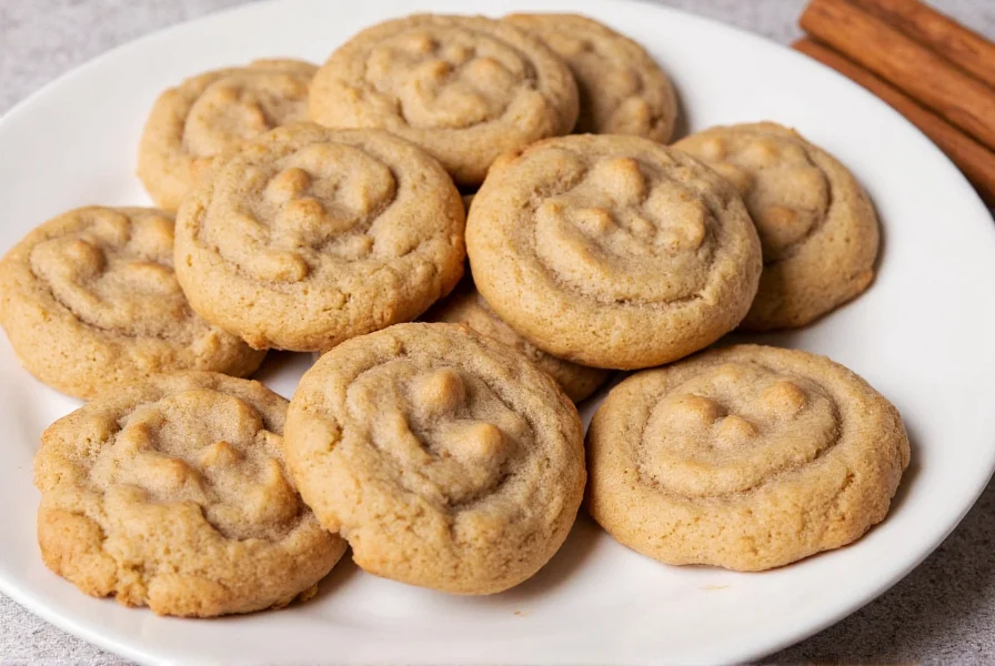Variety of cinnamon cookie variations including gluten-free and vegan options arranged on rustic wooden board
