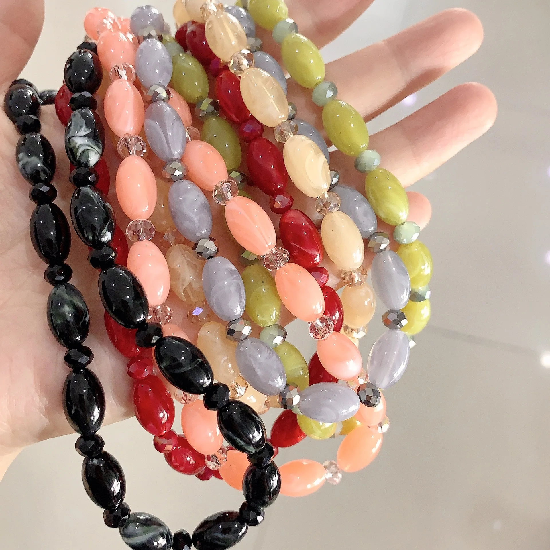

Wholesale Fashion Colourful Crystal Bead Acrylic Necklace Initial Pendant Necklace Choker For Girls Jewelry