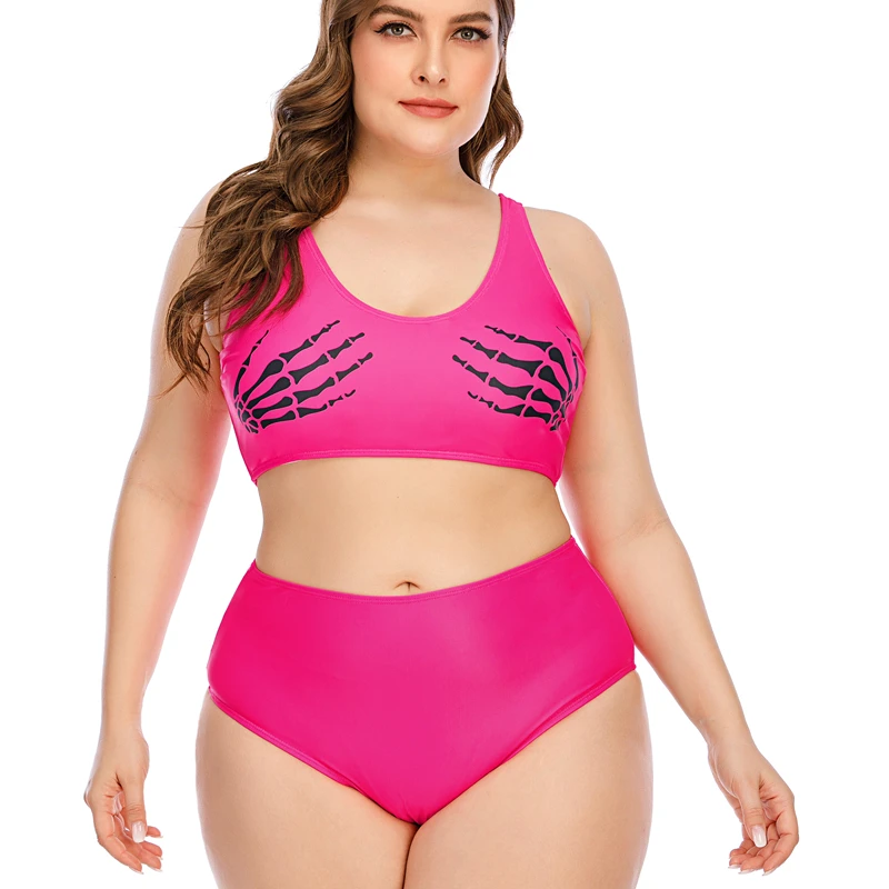 

Pink Swimwear 2021 Woman 2 Piece Swimsuit Sexy Bikini Set Female Swimwear High Waist Push up Biquini Plus Size XL XXL XXXL 4XL