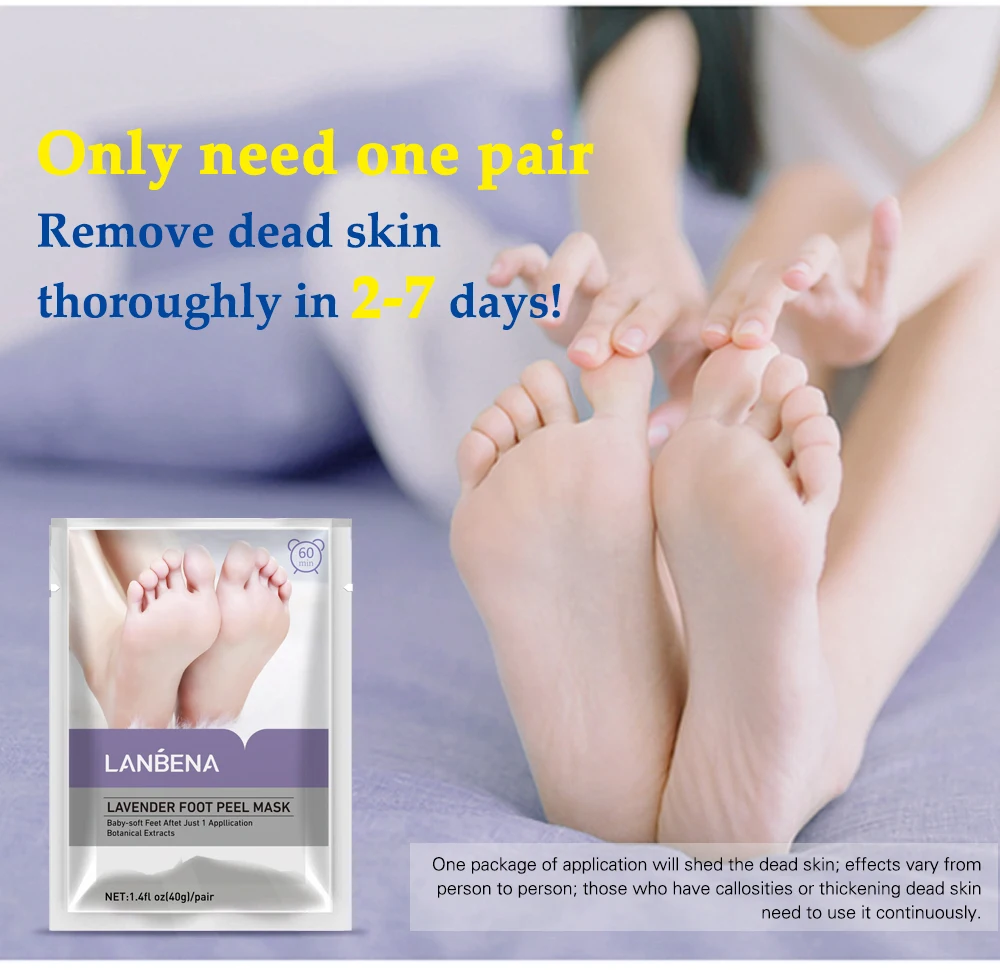 LANBENA Lavender Exfoliating Foot Peel Mask Foot Nourishing Spa Remove Deal Skin Foot Mask