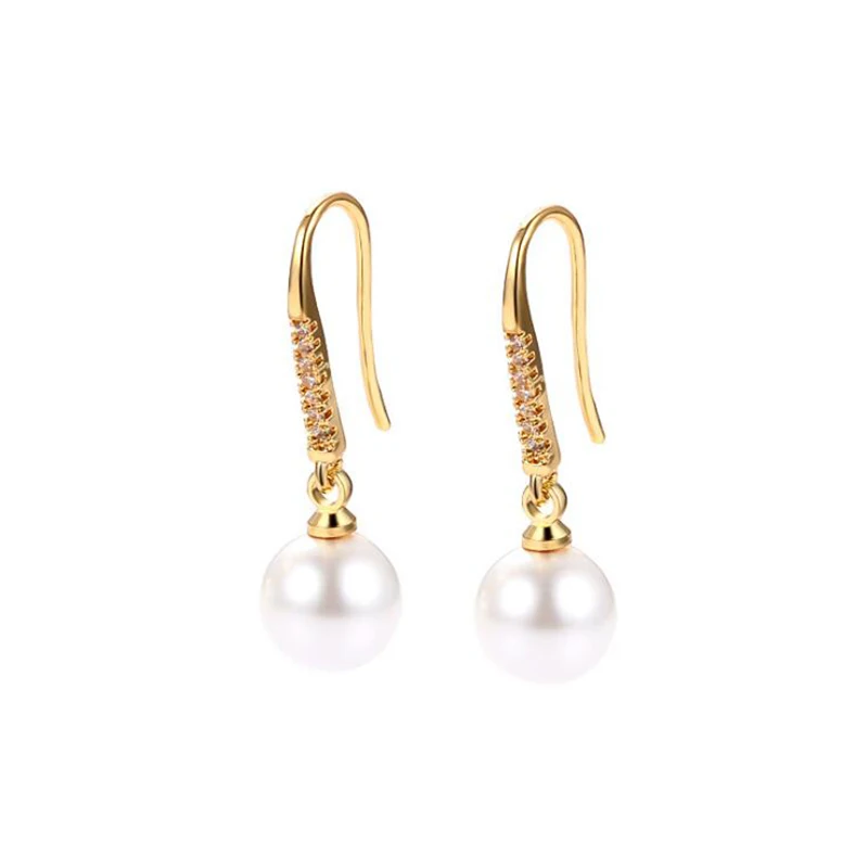 

14K Gold Filled Nearly Round 7.5-8mm Freshwater Pearl Earrings Vintage Drop Dangle Hook Earrings for Women Birthday Gifts