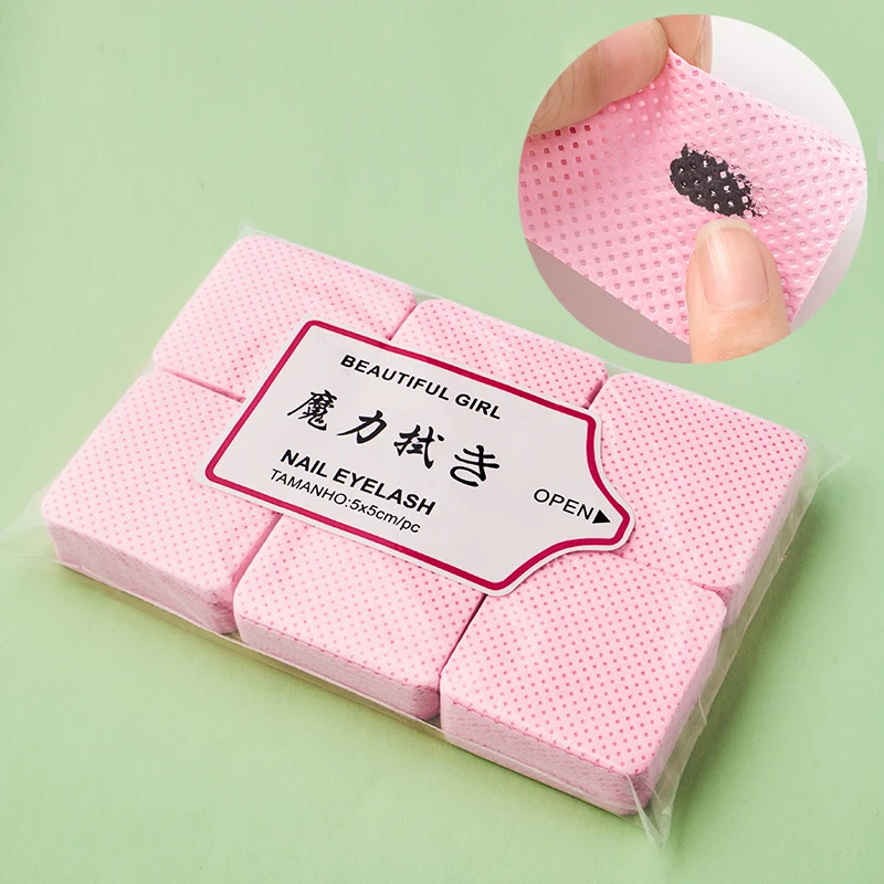 

wholesale disposable 4.8*4.7cm 90pcs/set nail wipes nonwoven nail polish remover wipes, Pink