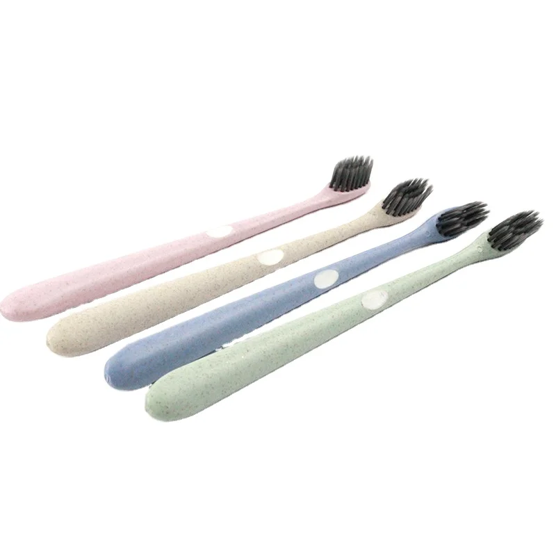 

Soft toothbrush wheat toothbrush adult couple travel portable small head bamboo charcoal plain toothbrush