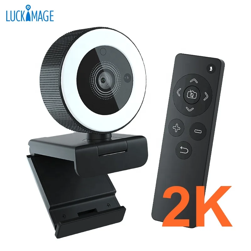 

Luckimage digital zoom pc camera webcam with led ring light 2k webcam usb web cam