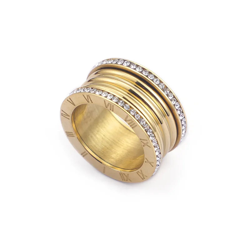 

Luxury fashion style double row full diamond ring gold Roman numeral ring, Gold / silver