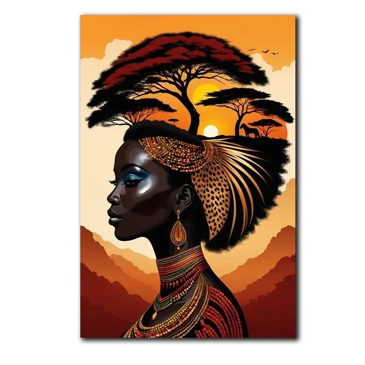 Wholesale Price Black Lady Printed Canvas Painting Printing on Wall Paintings for Home Decoration