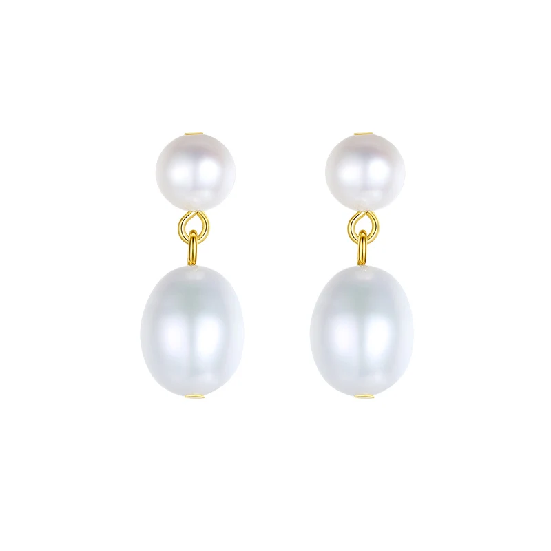 

S925 Silver Pearl Earrings Women Freshwater Pearl Baroque Stud Earrings