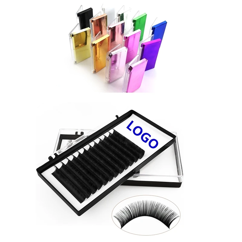 

Wholesale Supplies 0.03 0.05 0.07mm Volume Eyelash Extensions Private Label Lash Extension with Custom Box, Matte black/glossy black,double tone,colorful