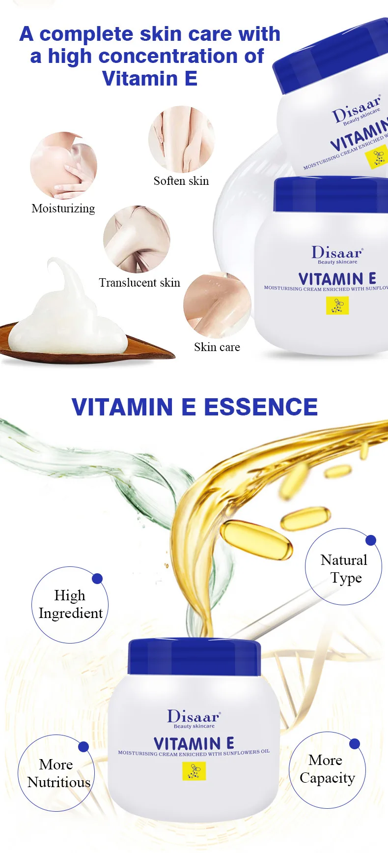 Disaar Vitamin E Facial Cream Moisturizing Nourishing Cream Brightening Whitening Vitamin E