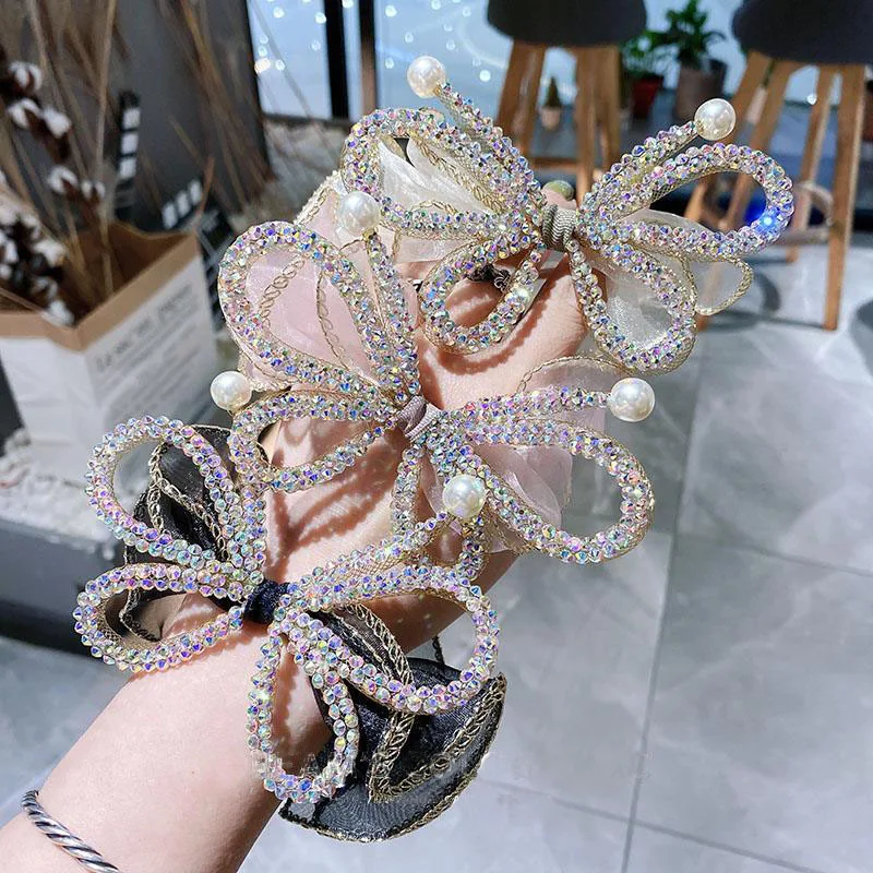 

GT Hot Selling Hair Scrunchie Fashion Crystal Butterfly Scrunchie Holder