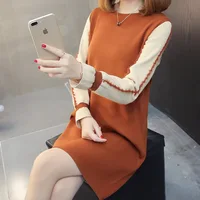 

Wholesale crew neck western style patchwork print women sweater dress