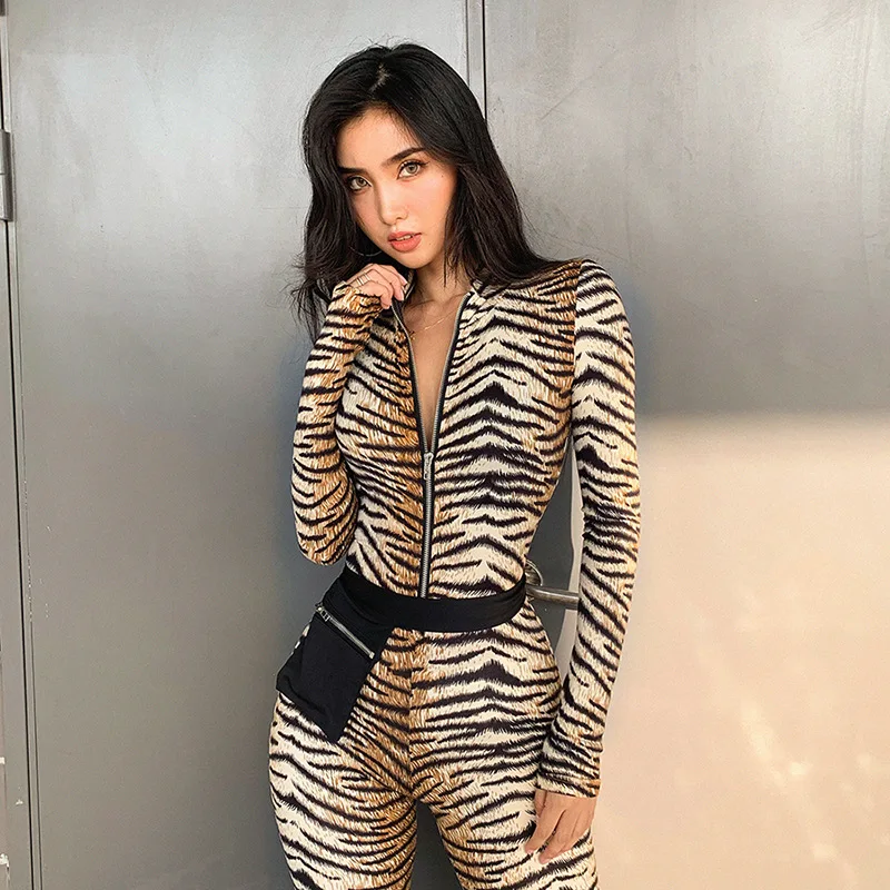 fashion women ladies full leopard printing sexy leggings slim jumpsuits