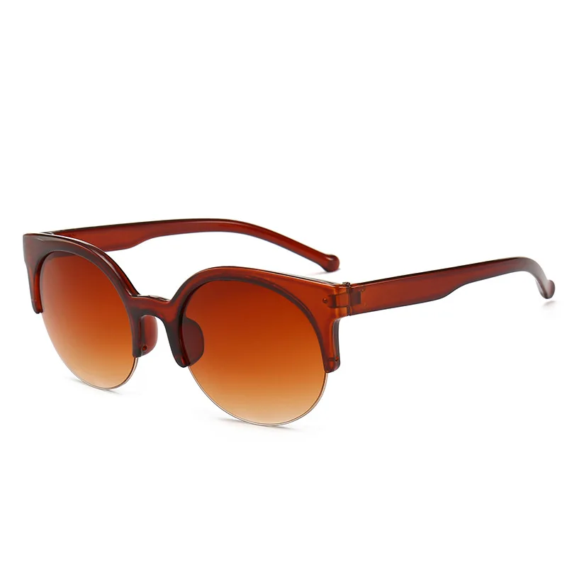 

DCOPTICAL 2021 Fashion Semi-Rimless Half Rim Shades Round Eye Cat Sunglasses Women Fashion UV400