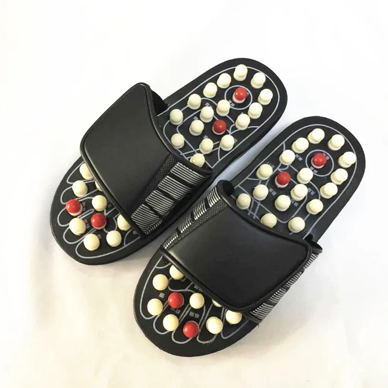 

Acupuncture Massage Slippers Sandals Shoes Circulation Foot Calf Leg Massager Neuropathy Arthritis Plantar Fasciitis Pain Relief, Black color