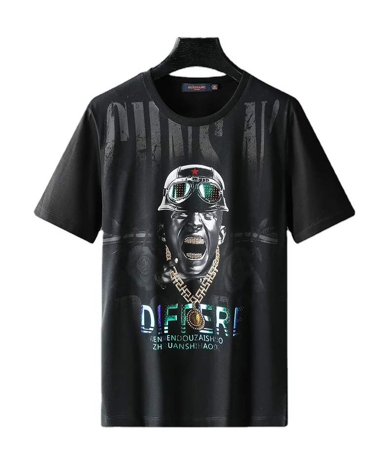 

The new summer fashion personality pattern burn flower hot drill cotton short-sleeved T-shirt