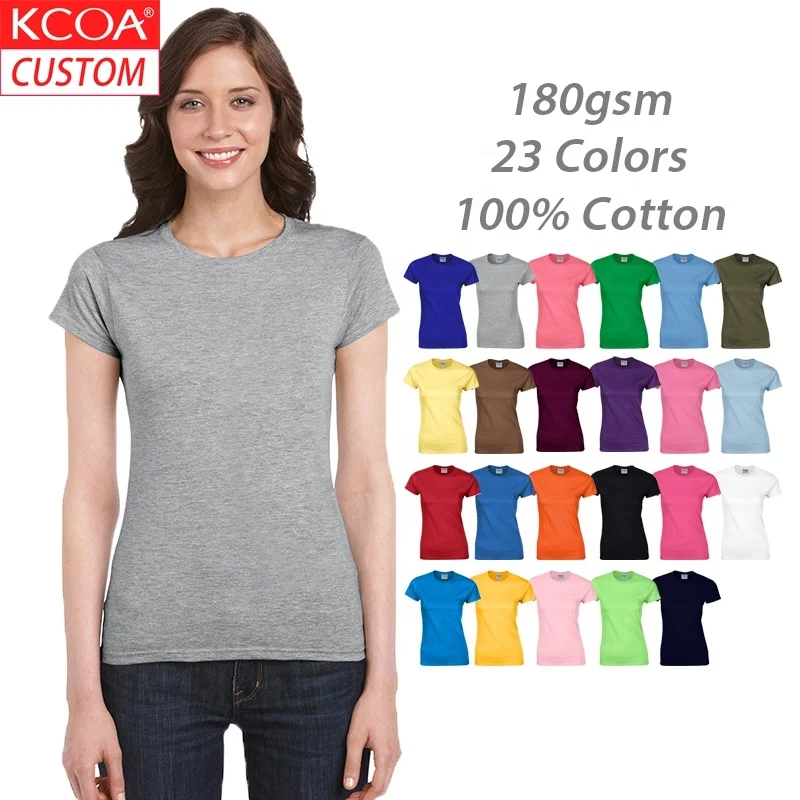 

Custom Colors Wholesale Plus Size Round Neck Plain Blank Women T Shirts
