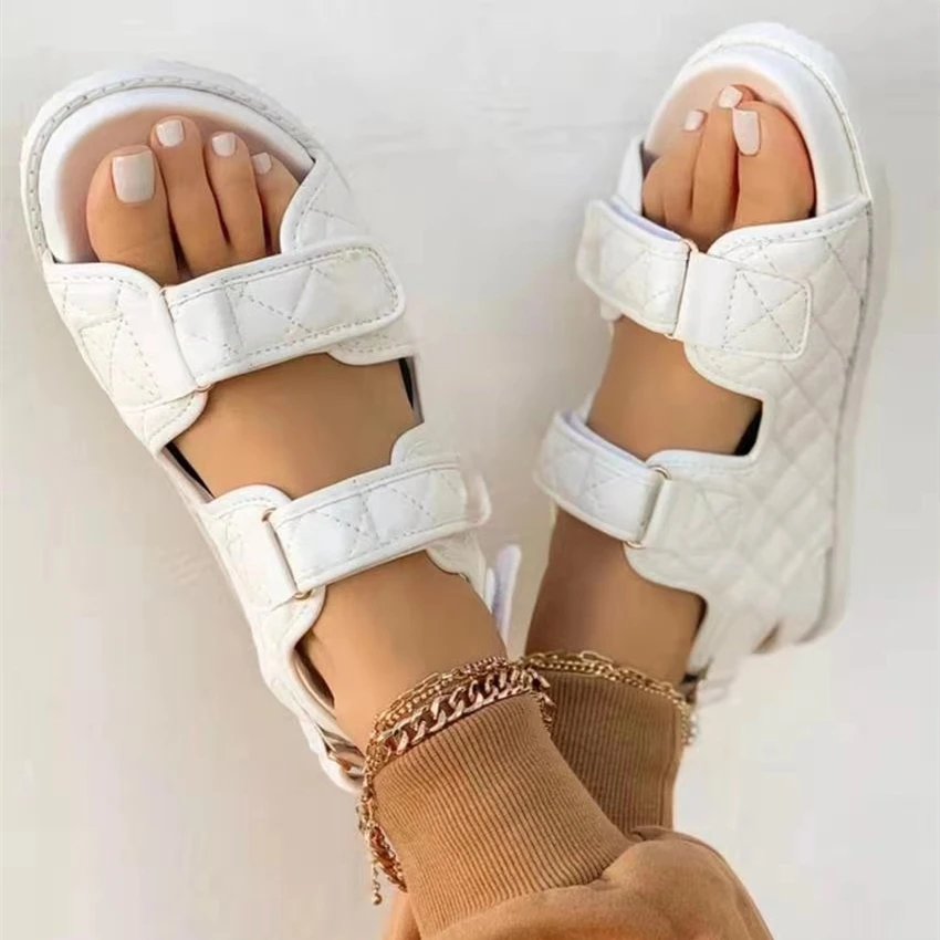 

2021 Newest summer casual women's PU sandals breathable soft soled women's shoes manufacturer wholesale, As picture