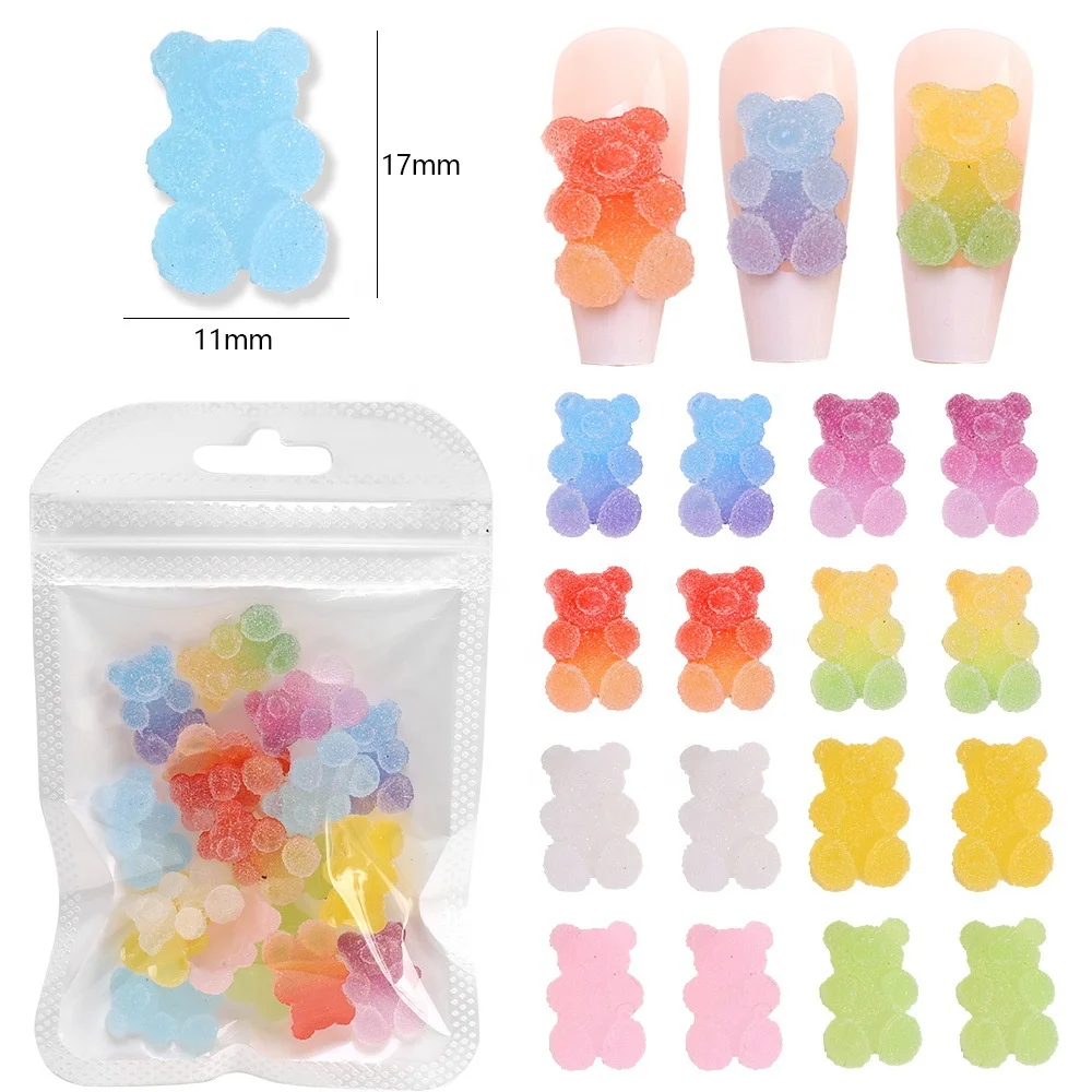 

Paso Sico Super Kawaii Resin Gummy Bear Gradual Color 3D Nail Art Jelly Charms for Japanese Manicure Design