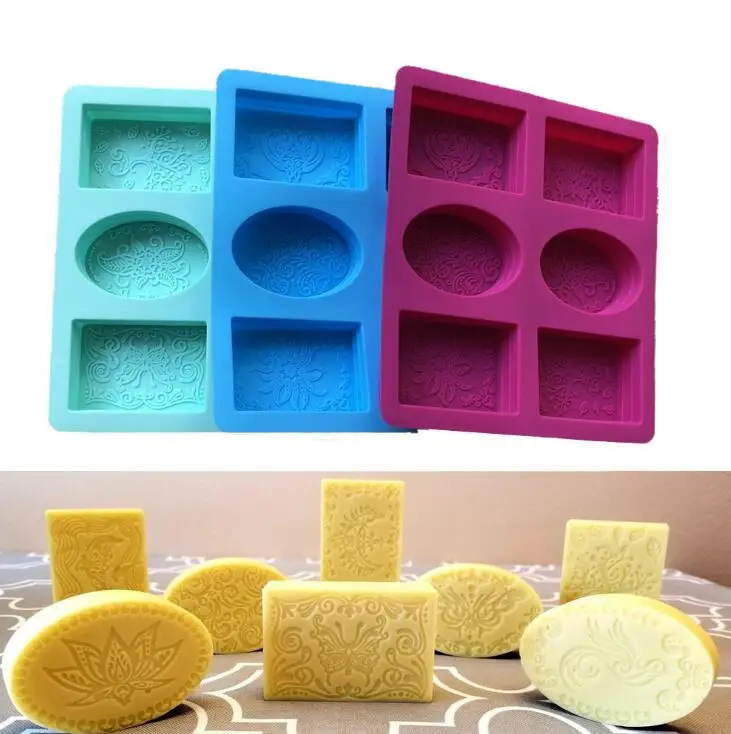 

Rectangle Mixed Patterns Silicone Soap Mold for Soap Making, Red color
