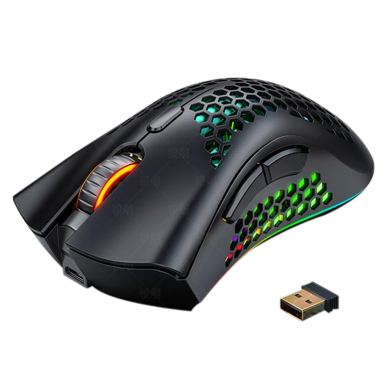 

2020 Latest Lightweight Honeycomb Shell Mouse Wireless Programmable 7D RGB Backlit Hollow Gaming Mouse