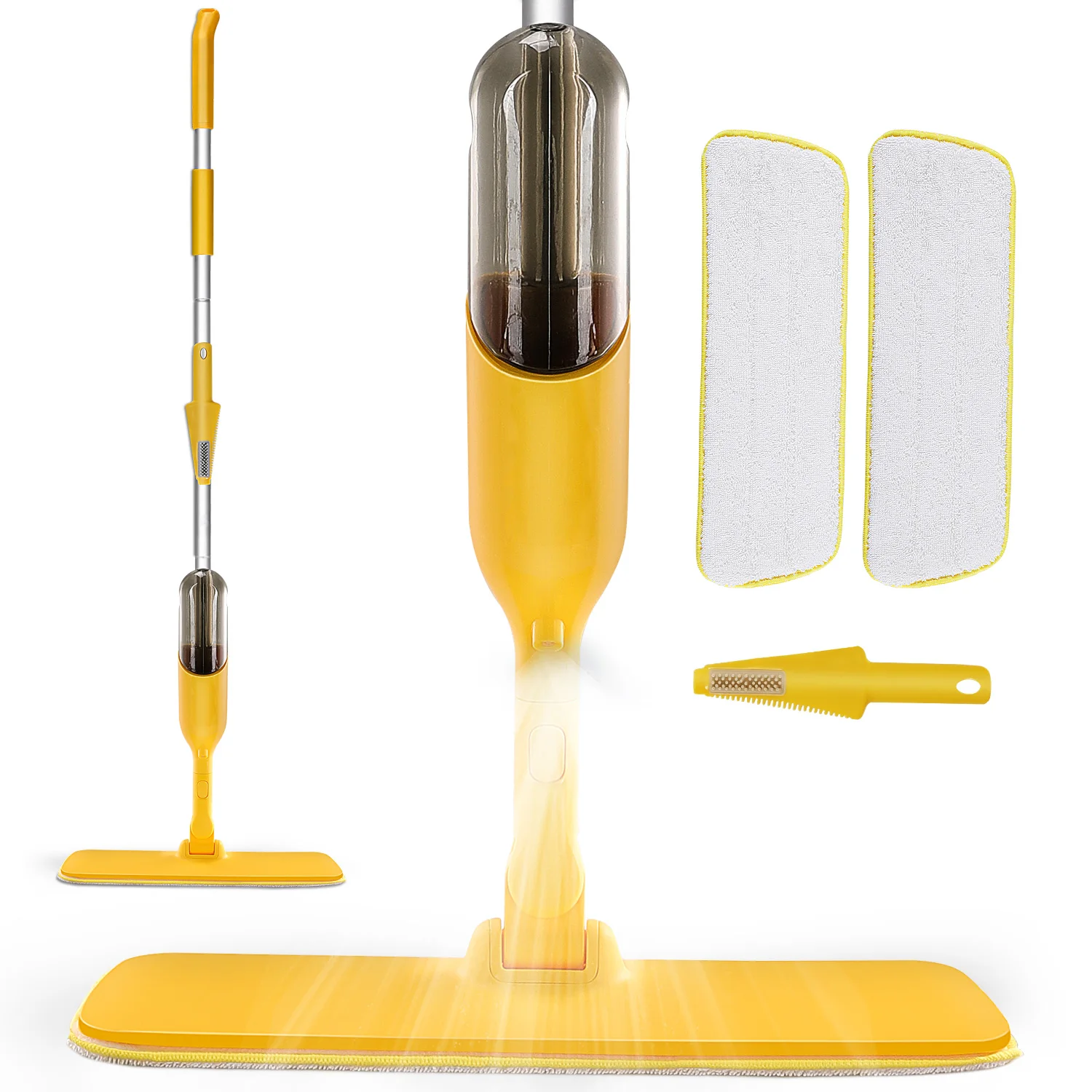 

BOOMJOY Floor Cleaning Aluminum Pole Cheap Spray Mop kit Useful 360 degree swivel Mop, Yellow