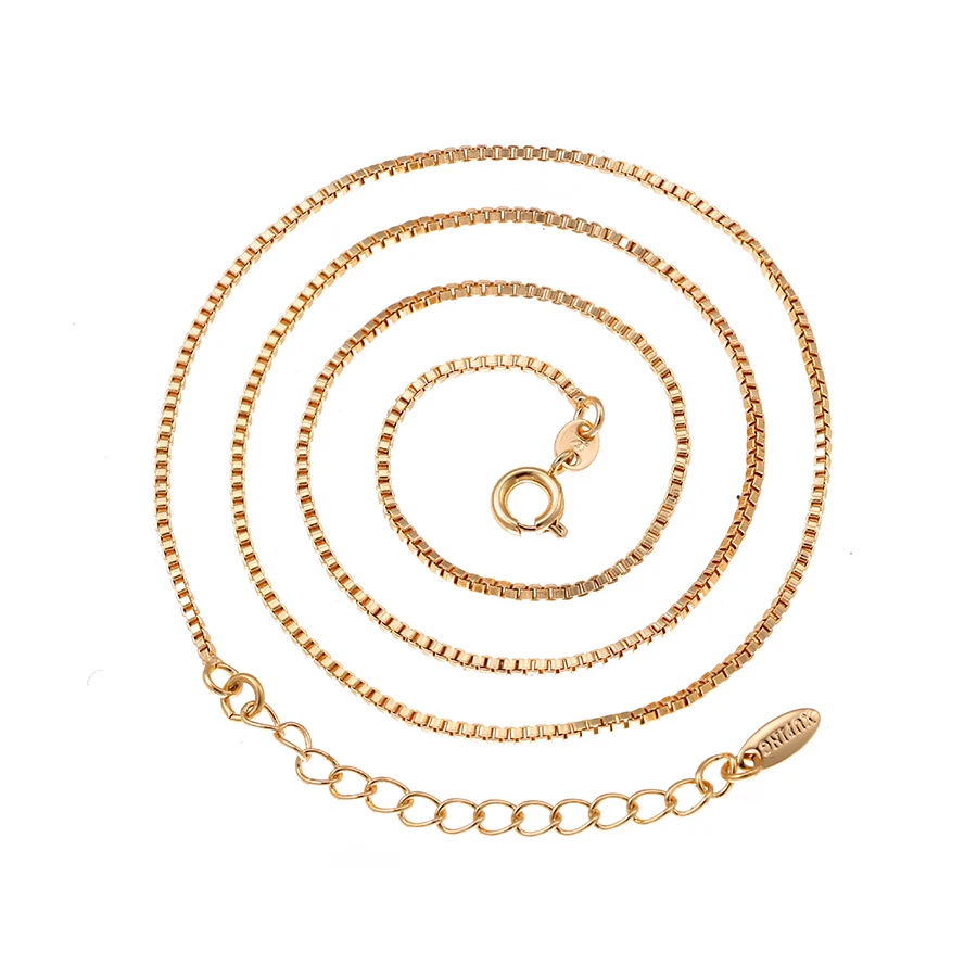 

46988 Xuping Gold plated long 18k gold plated box chain necklace with our logo xuping