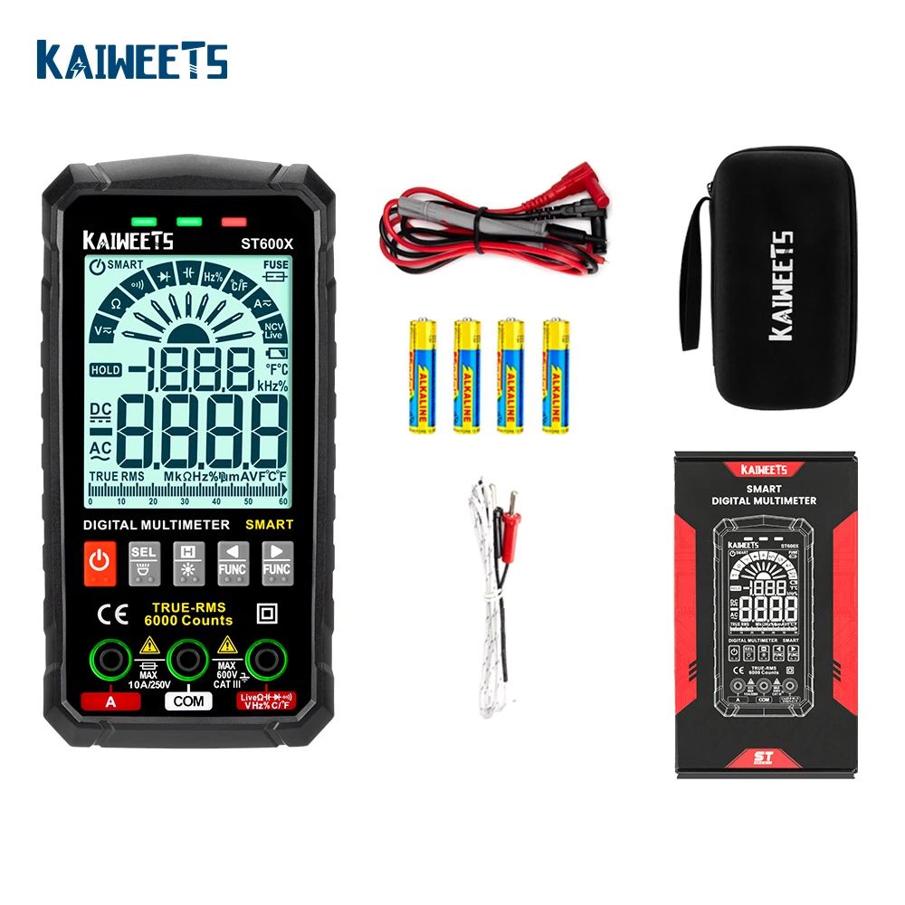 

Multimeter kaiweets ST600X6000 counting electrician tools Smart range multimeter