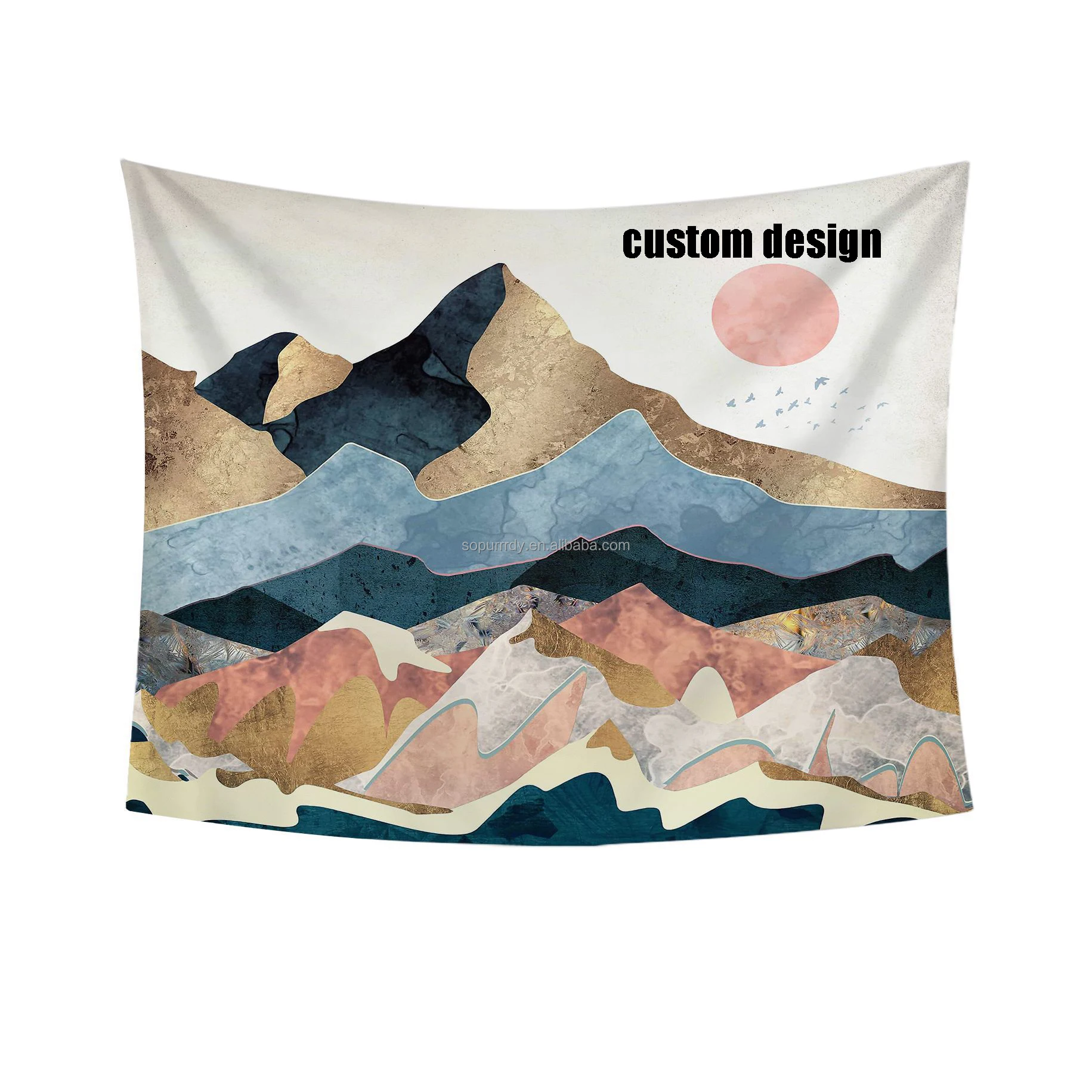 

Tapestry Cloth Home Decor Custom Logo Printing Cotton Polyester Fabric Sunset Nature Landscape Wall Tapestry